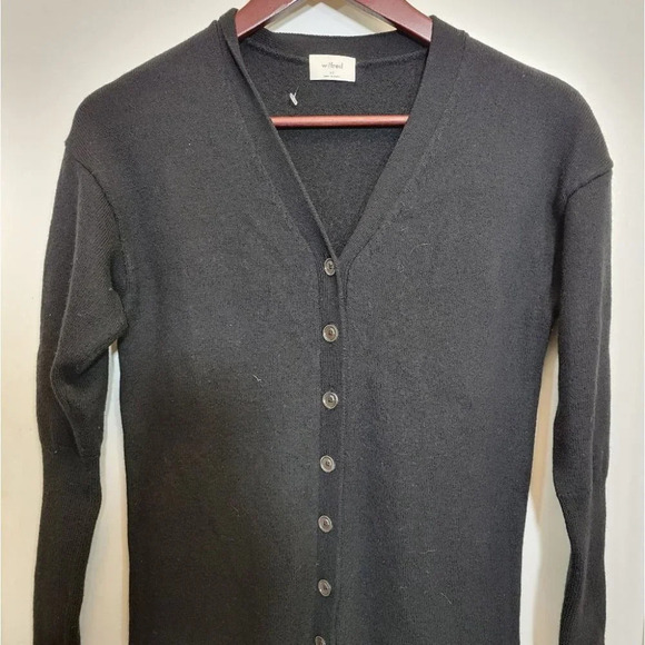 Aritzia wilfred sweater dress utopia vneck cardigan midi merino wool black small - Picture 3 of 11